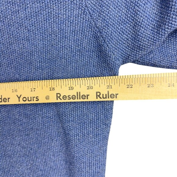 John W. Nordstrom Sweater Men M Blue Italian Merino Wool Waffle Knit 1/4 Zip - Picture 10 of 12